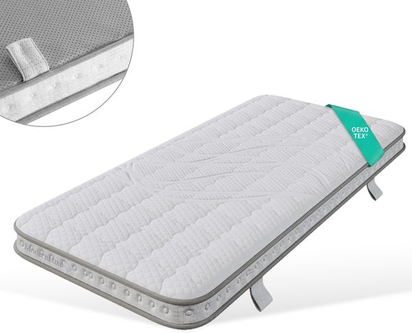 Novelux 7-Zonen Taschenfederkernmatratze 90x200 cm – Hybridmatratze H3, 10 cm Höhe, für Klappbett & Wohnmobil, OEKO-TEX