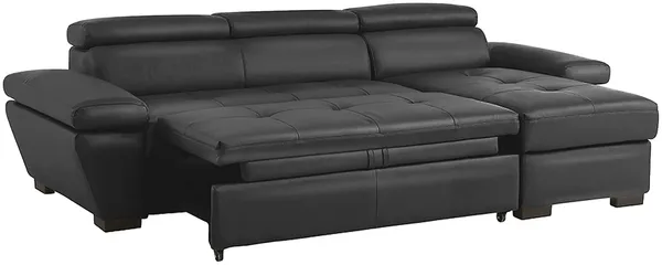 Vente-unique - Ecksofa Leder mit Schlaffunktion - Ecke Rechts - Anthrazit - JONOVA Bild 4