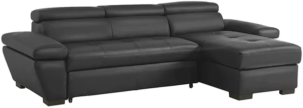 Vente-unique - Ecksofa Leder mit Schlaffunktion - Ecke Rechts - Anthrazit - JONOVA Bild 7