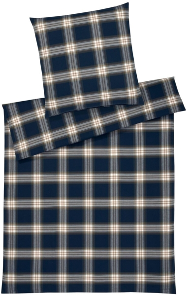 Elegante Flanell Bettwäsche Westminster 2666-24 Kariert Blau 135x200