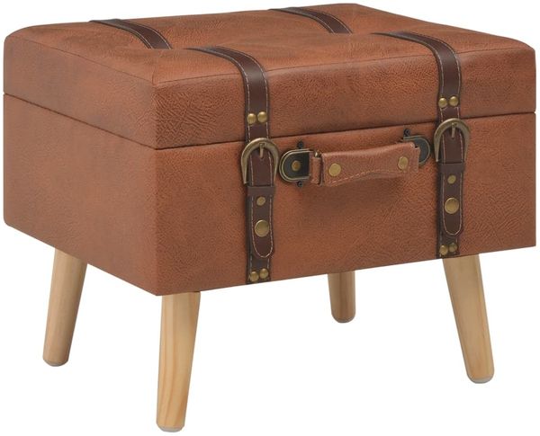 vidaXL Hocker mit Stauraum 40 cm Hellbraun Kunstleder 247530