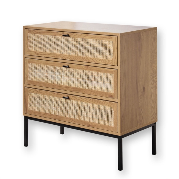 Casâme Kommode mit 3 Schubladen und Vorderseite aus Rattan - L80 cm - Helles Holz Bild 8