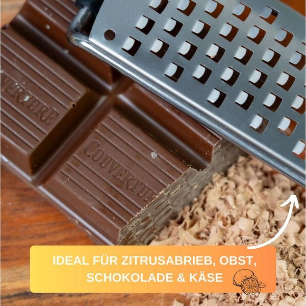 Thiru Multireibe Premium mit Edelstahl Klingen und rutschfestem Fuß inkl. Schutzelement, 2er Set - Fein und Grob, Messerscharfe Klingen, inklusive Schutzelemt und Rezeptbuch