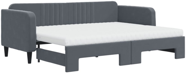 vidaXL Tagesbett Ausziehbar mit Matratzen Dunkelgrau 80x200 cm Samt 3197081