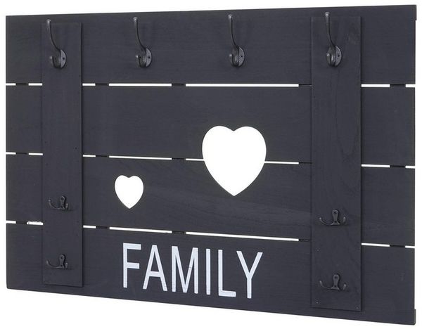 MCW Garderobenpaneel MCW-C89F, Shabby-Look, 4 große und 4 kleine Haken
