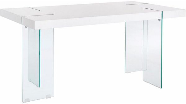 loft24 Esstisch Triton, Plankenoptik, modernes Design mit Gestell aus Glas