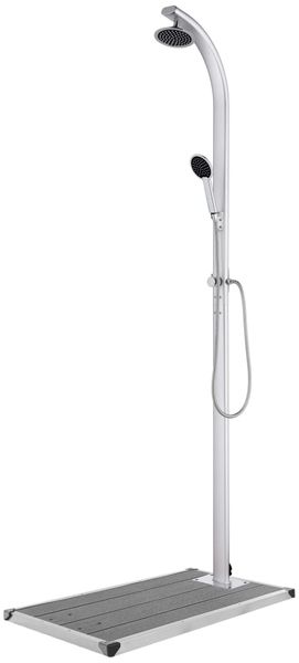 vidaXL Gartendusche mit Grauer Bodenplatte 220 cm Aluminium 3070796