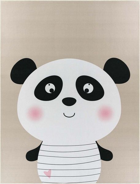 TaraCarpet Kinderteppich Fresh Kids Tiere, rechteckig, Höhe: 5 mm, Fresh Kids Tiere Panda Taupe Kinderzimmer Jugendzimmer 80x150 cm