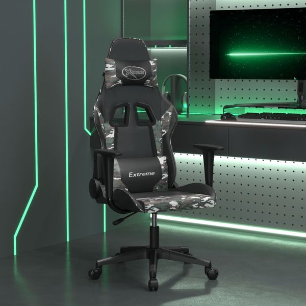 Gaming-Stuhl, Schreibtischstuhl, Bürostuhl mit Massagefunktion Schwarz Tarnfarben Kunstleder