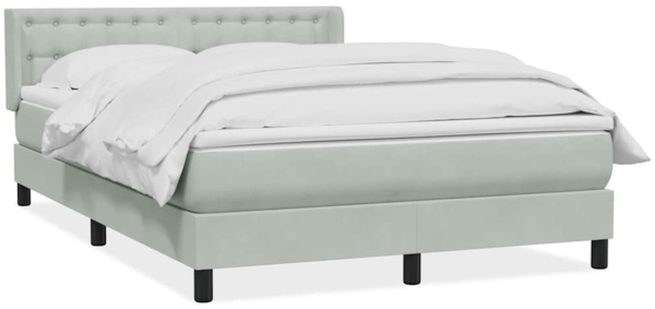 vidaXL Boxspringbett mit Matratze Hellgrau 140x210 cm Samt 3318447