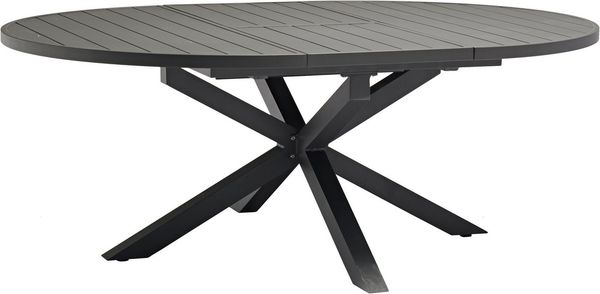 Destiny Garten-Essgruppe GARDA ARONA 4 HL + Ausziehtisch Ø145/199cm, anthrazit, (Set, 9-tlg, 4 Hochlehner stufenl. verstelb. ink. Polster 1 Tisch m. Synchronauszug), Aluminium Bild 3