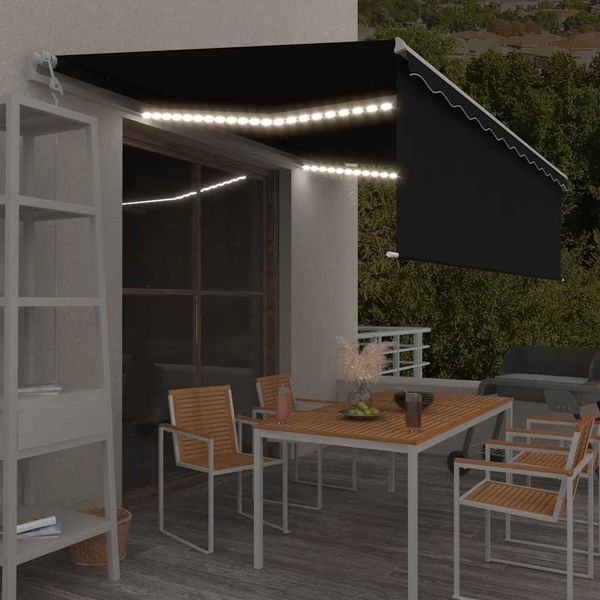 vidaXL Markise Automatisch mit Rollo LED Windsensor 5x3m Anthrazit 3069354