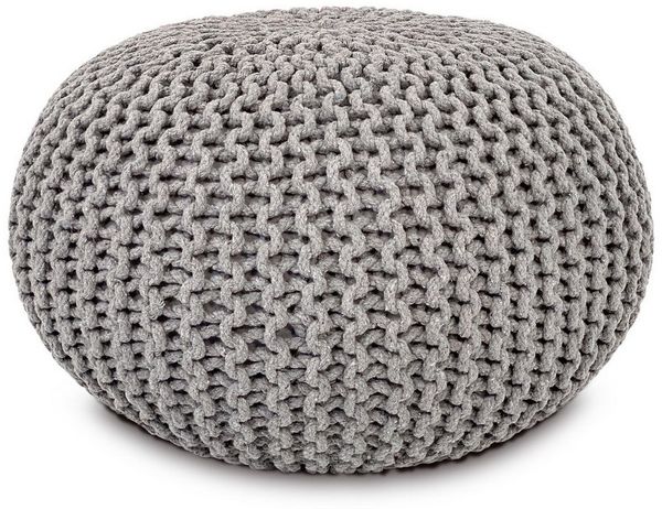 Amagohome Sitzhocker, Pouf, XXL Baumwolle, Hellgrau, ø 45 cm
