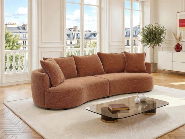 Vente-unique - Sofa 4-Sitzer - Chenille-Stoff - Terrakotta – CEPRANO de Maison Céphy