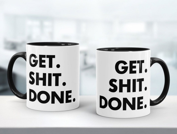 MoonWorks Tasse Kaffee-Tasse mit Spruch Get Shit Done, Keramik Bild 2