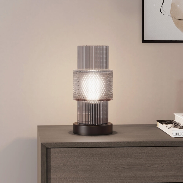 HOME DELUXE Kleine Tischlampe aus Glas YUKI - Transparent