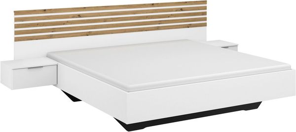 rauch Bettanlage Doppelbett Futonbett LAMELLA in schwebender Optik, (Bett 160x200 oder 180x200 cm), mit eleganter Lamellenabsetzung und 2 Hängenachttische MADE IN GERMANY