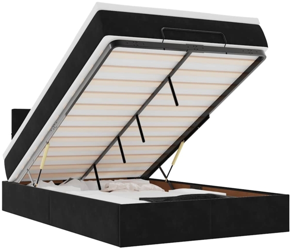 vidaXL Ottoman-Bett mit Matratze Schwarz 120x200 cm Samt 3311767