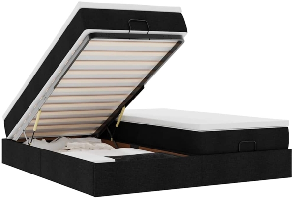 vidaXL Ottoman-Bett mit Matratzen Schwarz 180x200 cm Stoff 3311243