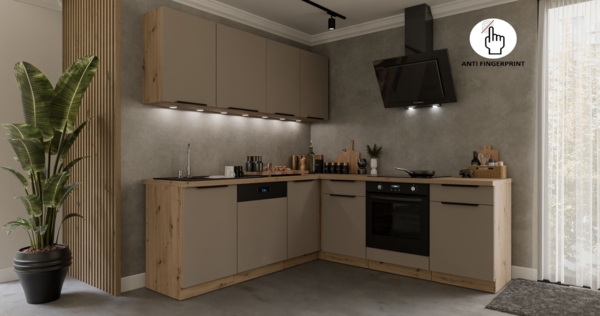 Winkelküche ARIA K-AR ECKE 1 - 215 x 220 + 120 cm Anti Fingerprint Küchenzeile Küchenblock Singleküche Einbauküche Küche Eckküche Bild 3