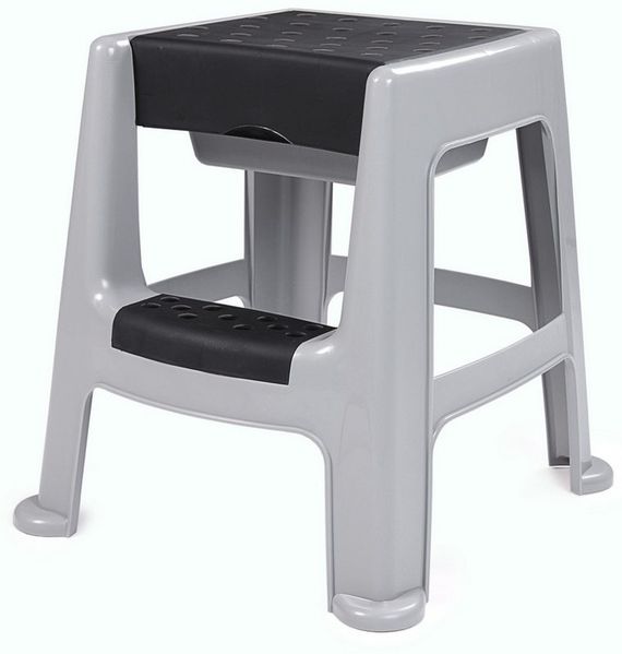 ONDIS24 Hocker Sitzhocker mit Trittleiter und Staufach bis 150 kg Aufstiegshilfe, 150 kg