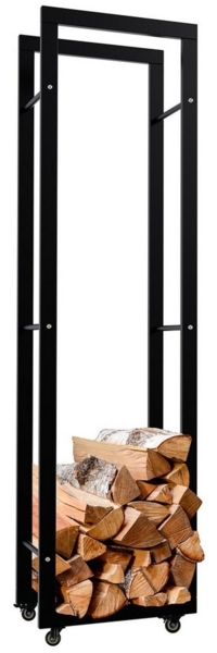 TPFLiving Kaminholzregal Turea, BxTxH:40x25x150 cm, (Vier gummierte Hartbodenrollen mit Feststellfunktion, Stabile Konstruktion mit seitlichen Querstreben), Ideal für Wohnräume, Flur, Keller oder Garage