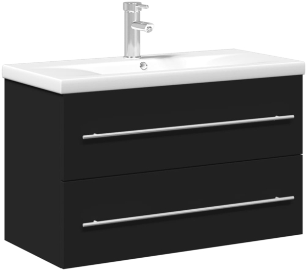 vidaXL Waschbeckenunterschrank mit Einbaubecken Schwarz 3278777