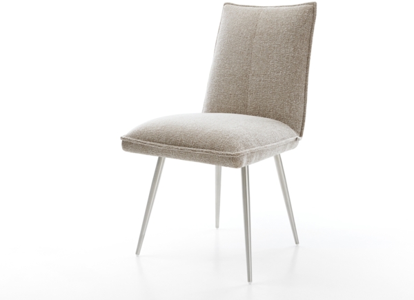 Esszimmerstuhl Lelio-Flex Webstoff Soft Beige 4-Fuß konisch Edelstahl Taschenfederkern