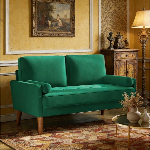 Dripex Sofa 121 cm kleines 2-Sitzer-Sofa aus Samt – bequeme Couch