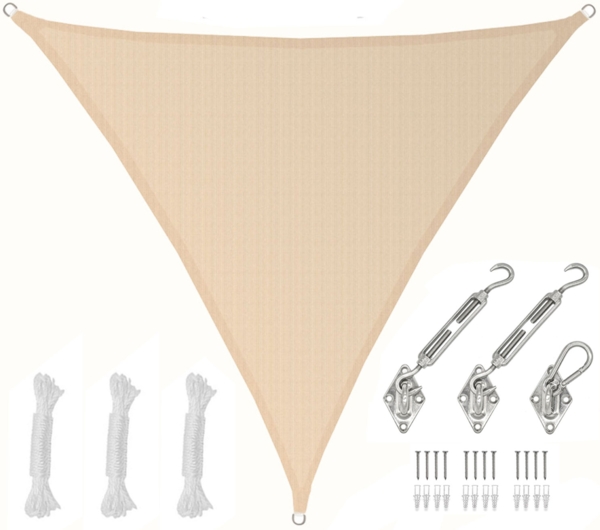 5x5x5m UV Sonnensegel Atmungsaktiv mit Befestigung Beige