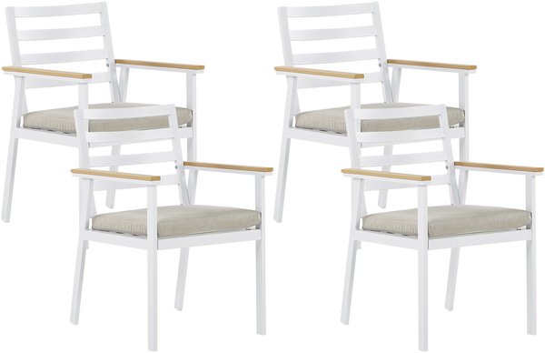 Set mit 4 Stühlen und Sitzkissen CAVOLI Metall Beige