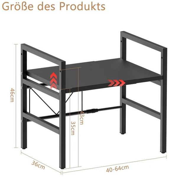 TUWENA Küchenregal Erweiterbares Mikrowellen Regal, Platzsparender Organizer für Küche