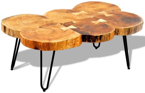 vidaXL Couchtisch 35 cm 6 Baumscheiben Massivholz Akazie 242443 Bild 8