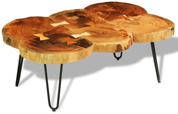 vidaXL Couchtisch 35 cm 6 Baumscheiben Massivholz Akazie 242443 Bild 6