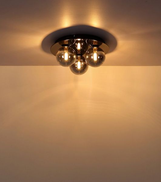 OTTO home Deckenleuchte Amellia, ohne Leuchtmittel, Glas Rauchfarben, Durchmesser 35cm, Höhe:15cm, Glaskugeln, Deckenlampe