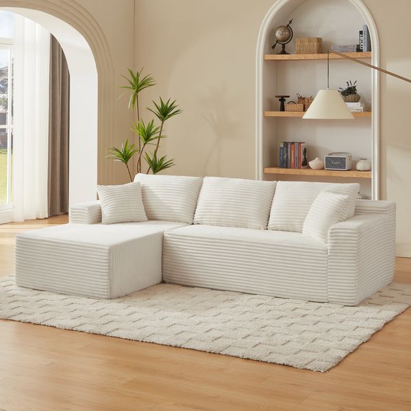3-Sitzer modulares Sofa in Weiß H 65 x T 252.5 x B 163 cm mit Memory-Schaum und flexibel stellbaren Elementen