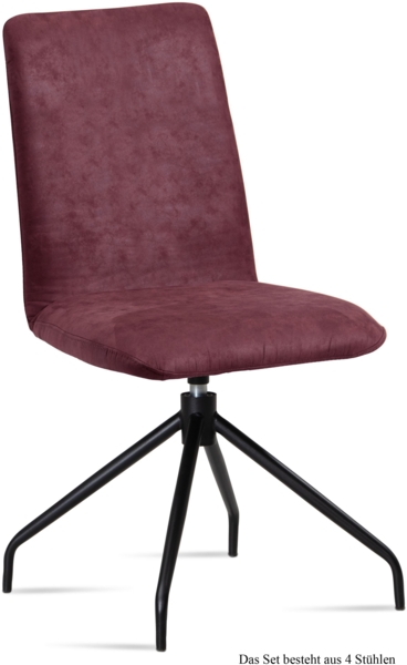 Esszimmerstuhl drehbar (4er-Set) Divona 47x92x60 Schwarz/Marsala