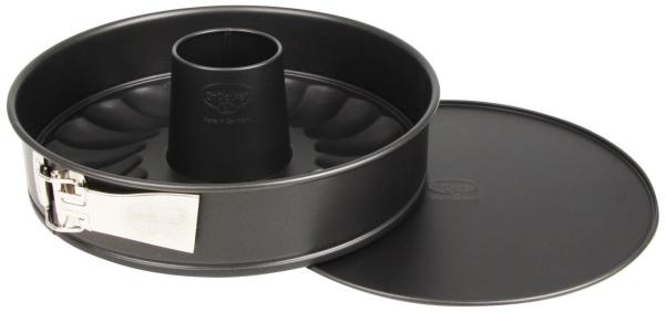 Dr. Oetker Springform mit Flach- und Rohrboden Ø 26 cm, Kuchenform aus Stahl mit Antihaftbeschichtung, Backform aus veredeltem Schwarzblech, Menge: 1 Stück