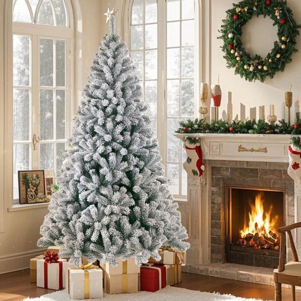 Künstlicher Weihnachtsbaum, Schneebaum mit 46 Zweigen und 1006 Spitzen inkl. Metallständer realistisch dicht, PVC und Metall, Grün, 180 cm
