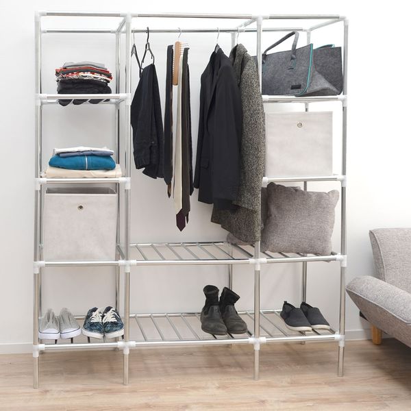 Breiter XXL Kleiderschrank Metall Regal Kleiderstange 178x148x44,5cm Faltschrank Bild 2