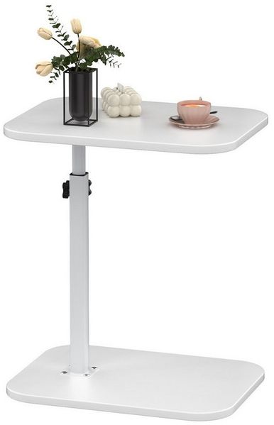 JEOBEST Beistelltisch Holz Klein Couchtisch Sofatisch: C Form, Höhenverstellbarer Side Table, Sofatisch mit Metallgestell