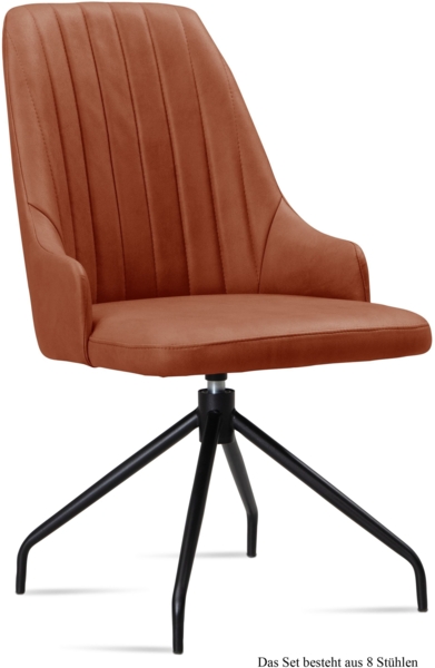 Esszimmerstuhl drehbar (8er-Set) Doreen 52x91x60 Schwarz/Cognac