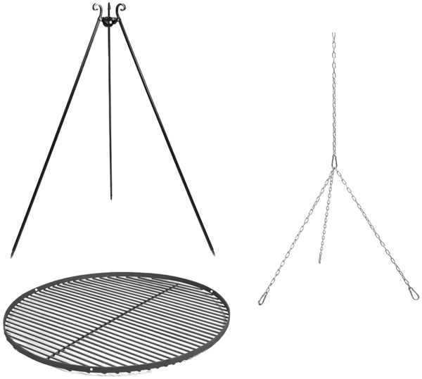 CookKing Stahl Schwenkgrill mit Grillzubehör | Dreibein Grill inkl. Stahl Grillrost Ø 70 cm