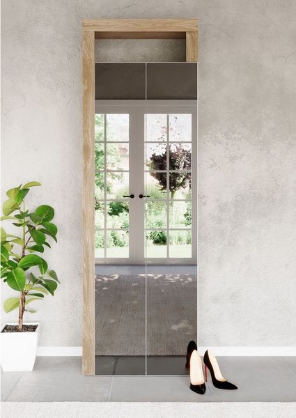 Home affaire Schuhschrank Hamburg Höhe 195 cm, Hochschrank, 2 Spiegeltüren, dekorativer Rahmen, Schuhregal mit 6 Ebenen, Ablagefach, verstellbare Böden, Metallgriff