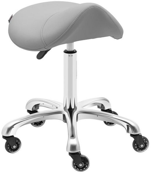 Physa Drehstuhl Sattelhocker YORK LIGHT GRAY ergonomischer Rollhocker höhenverstellbar, Hellgrau