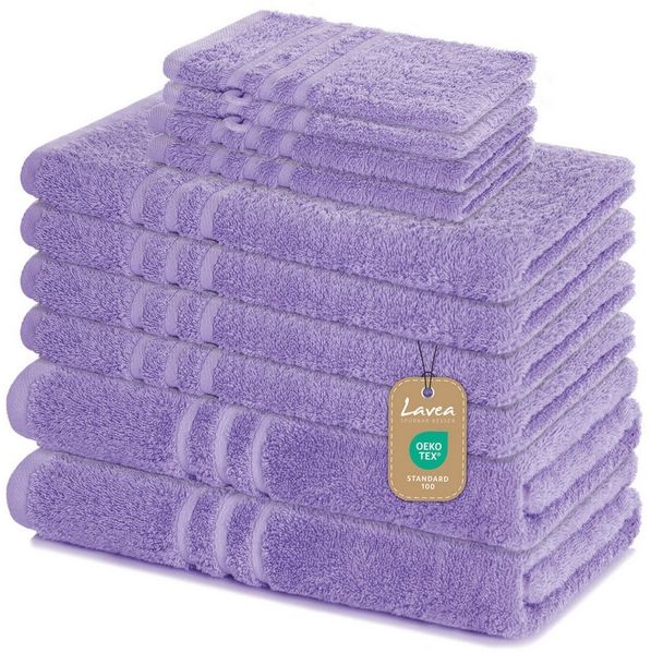 Lavea Handtuch Set Elena, Duschtücher, Handtücher, Gästetücher, Waschhandschuhe, 100% Baumwolle (Set, 10-St), Frottierserie, weich & saugstark, pflegeleicht, 500 g/m² Frottier