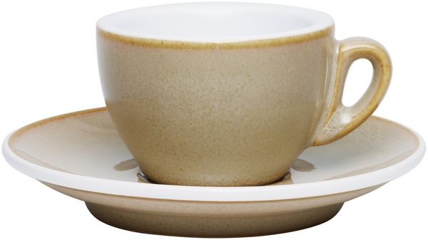 Espressotasse mit Untertasse Porzellan dickwandig cilio ROMA sand 215434