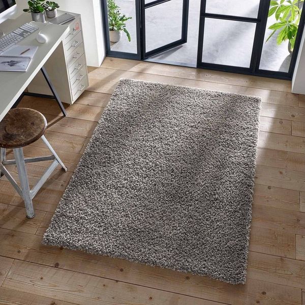 TaCa Home Langflor-Teppich Shaggy Teppich Langflor, rund, Höhe: 35 mm, Wohnzimmer Schlafzimmer Kinderzimmer, Anthrazit - 80 cm rund