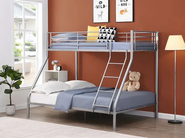 Vente-unique - ELEVATIO Bett Metall Silberfarben - B 147 cm x H 163 cm x L 199 cm