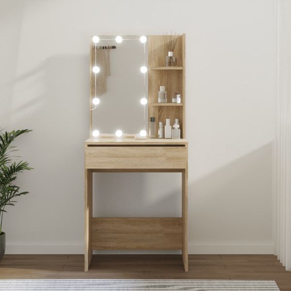 Schminktisch mit LED 60 x 40 x 140 cm Sonoma